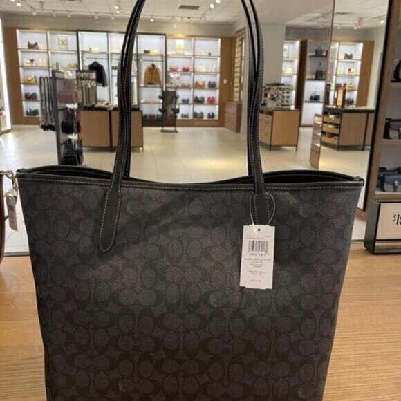 Coach Black Tote with Cat and Moon Motif - Picture 3 of 4